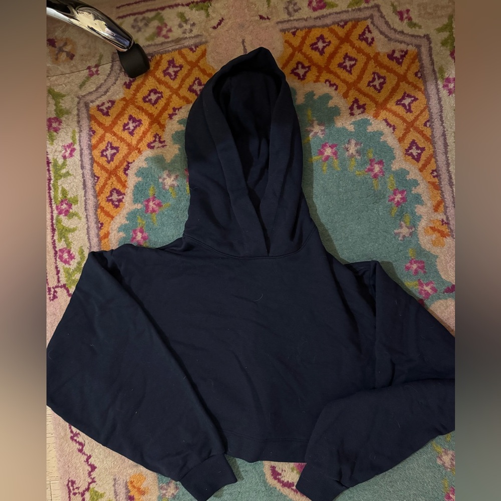 Navy Blue Cropped Alo Hoodie